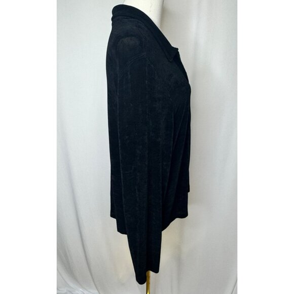 Softwear By Mark Singer Black Full-Zip Jacket Cardigan L Large Flowy Travelers - Picture 3 of 7